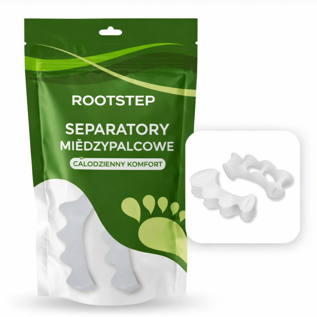 Separator palców Rootstep – do codziennego komfortu, miękkiego wsparcia palców oraz odpowiedni przy haluksach i palcach młotkowatych Rootstep PL